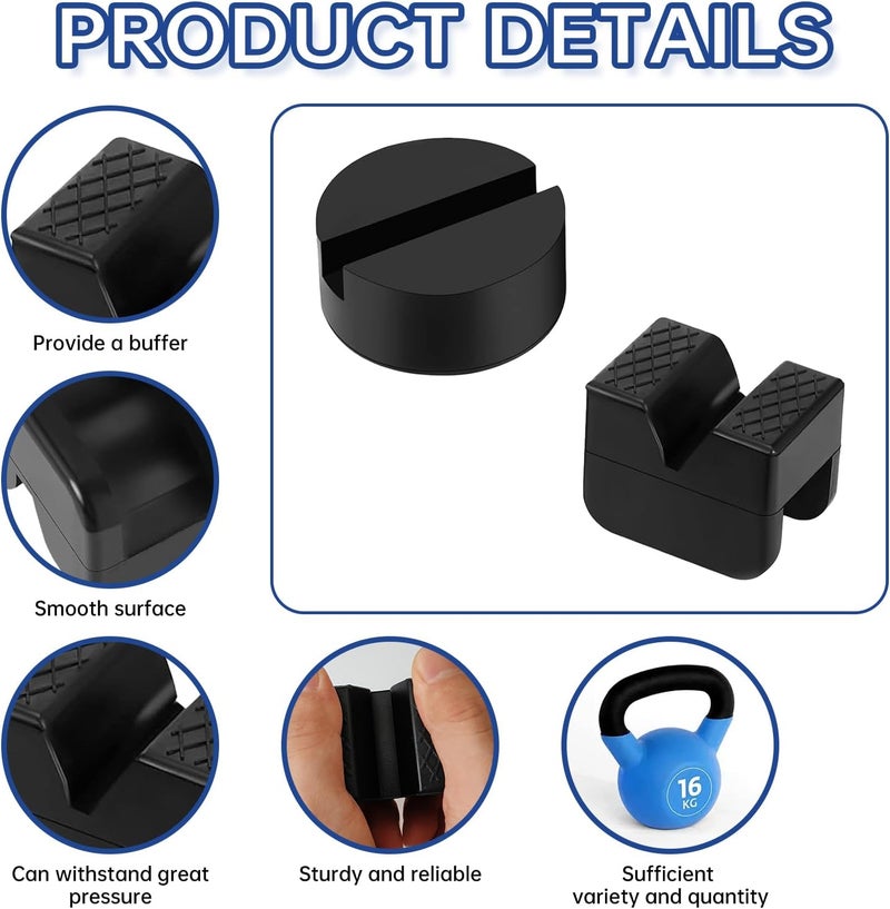 Tinsky 8 Pcs 2 Types Jack Stand Pads Adapter Universal Slotted Frame Rail Pinch Welds Protector Rubber Jack Pad for Jack Stand Accessories - Image 3